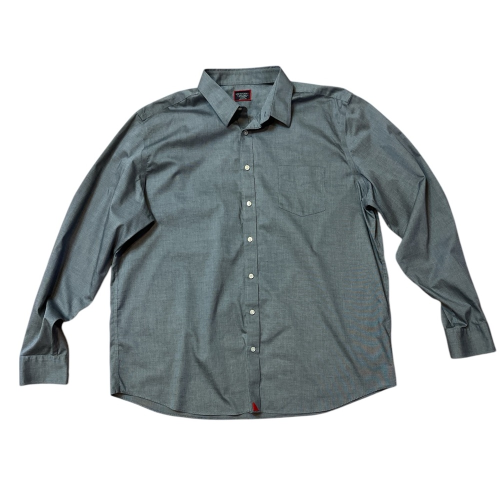 Untuckit Shirt Men's 3XL Blue Pio Cesare Wrinkle Free Solid Cotton Collared Logo